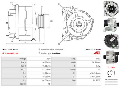 GENERATOR / ALTERNATOR AS-PL A3230 4