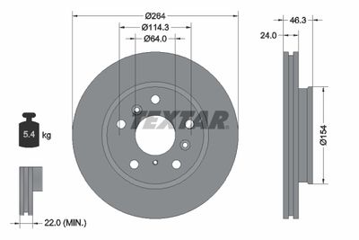 Тормозной диск TEXTAR 92061900 для FORD USA PROBE