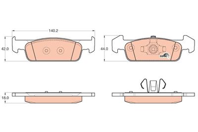 Комплект тормозных колодок, дисковый тормоз TRW GDB2018 для RENAULT SANDERO/STEPWAY