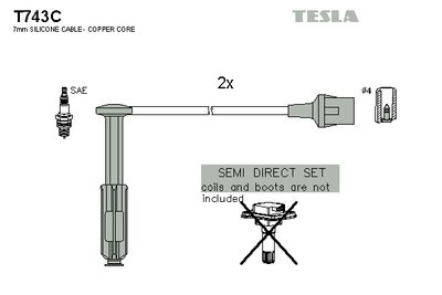 Комплект проводов зажигания TESLA T743C для SSANGYONG MUSSO