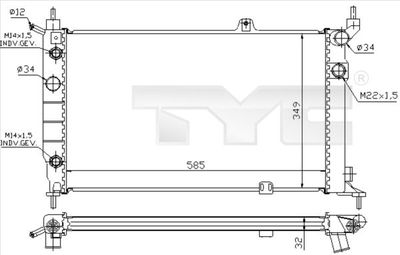 TYC 725-0002 Радиатор охлаждения двигателя для OPEL ASTRA