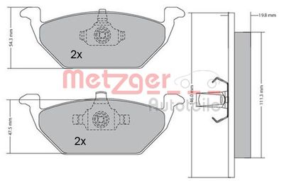 Комплект тормозных колодок, дисковый тормоз METZGER 1170027 для VW LOAD