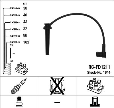 Комплект проводов зажигания NGK 1644 для FORD COUGAR