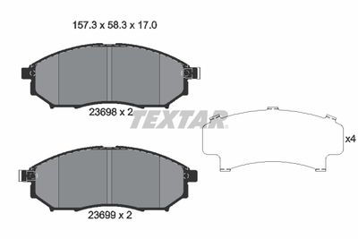 TEXTAR 2369803 Тормозные колодки и сигнализаторы  для INFINITI  (Инфинити М35)