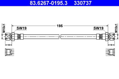 Тормозной шланг ATE 83.6267-0195.3 для OPEL ASCONA