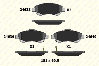 Комплект тормозных колодок, дисковый тормоз KALE 24638 190 15 для HONDA CR-V