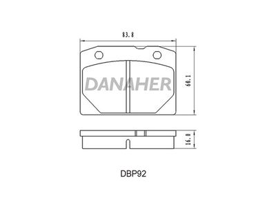 Комплект тормозных колодок, дисковый тормоз DANAHER DBP92 для LADA 1200-1600