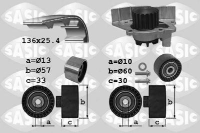 3900033 SASIC Водяной насос + комплект зубчатого ремня