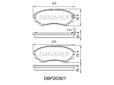 Комплект тормозных колодок, дисковый тормоз DANAHER DBP2036/1 для FORD RANGER