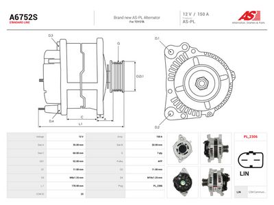 Dynamo AUTOSTARTER A6752S for TOYOTA