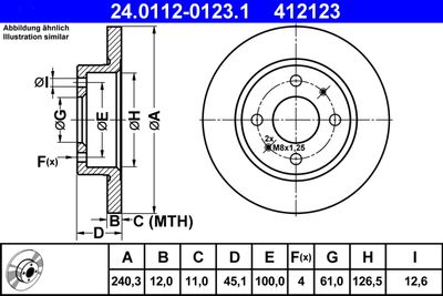 Тормозной диск ATE 24.0112-0123.1 для NISSAN SUNNY