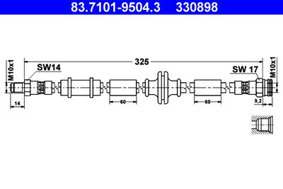 ATE 83.7101-9504.3 Тормозной шланг  для ALFA ROMEO 159 (Альфа-ромео 159)