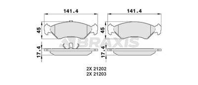 Комплект тормозных колодок, дисковый тормоз BRAXIS AA0027 для FORD KA