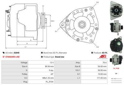 GENERATOR / ALTERNATOR AS-PL A3040 4