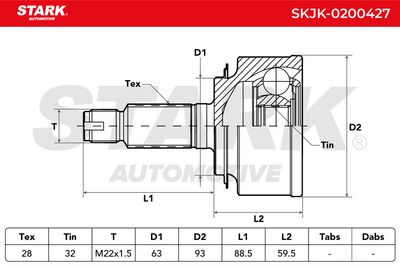 каре комплект, полуоска STARK SKJK-0200427