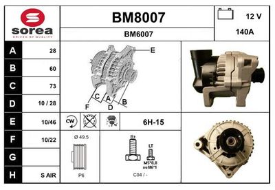 GENERATOR / ALTERNATOR SNRA BM8007