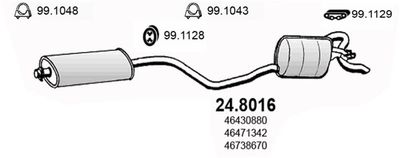 Средний / конечный глушитель ОГ ASSO 24.8016 для LANCIA Y