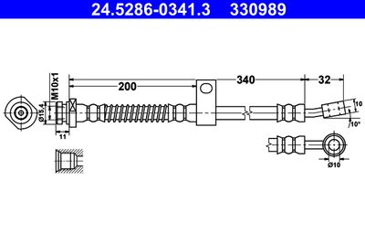 Тормозной шланг ATE 24.5286-0341.3 для HYUNDAI ATOS