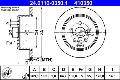 Тормозной диск ATE 24.0110-0350.1 для TOYOTA CELICA
