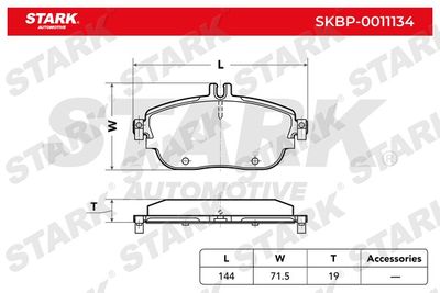 Комплект тормозных колодок, дисковый тормоз Stark SKBP-0011134 для INFINITI QX30