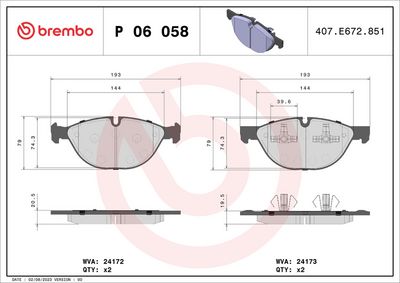 Brake Pad Set, disc brake P 06 058