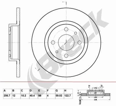Тормозной диск BRECK BR 045 SA100 для FIAT MERENGO
