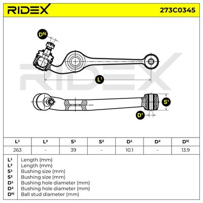 носач, окачване на колелата RIDEX 273C0345