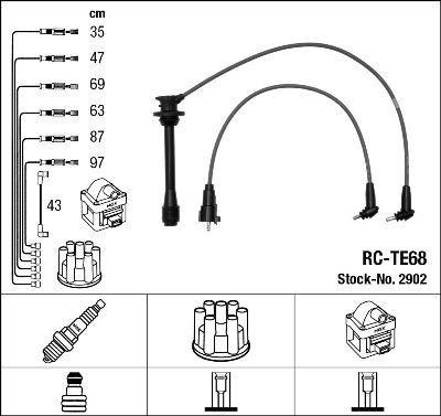 Комплект проводов зажигания NGK 2902 для TOYOTA LAND CRUISER