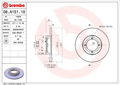 BREMBO Remschijf PRIME LINE (08.A151.10)