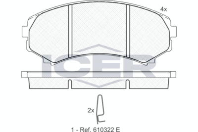 Комплект тормозных колодок, дисковый тормоз ICER 181374 для MITSUBISHI PROUDIA/DIGNITY
