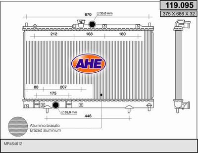 AHE 119.095 Крышка радиатора для MITSUBISHI LANCER
