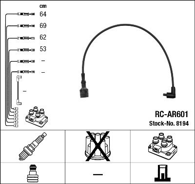 Комплект проводов зажигания NGK 8194 для ALFA ROMEO 146