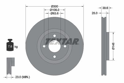 Тормозной диск TEXTAR 92315503 для FORD ECOSPORT