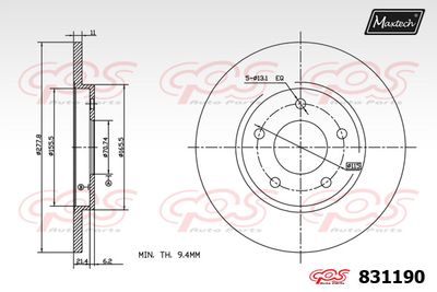 Тормозной диск MAXTECH 831190 для CHEVROLET LUMINA