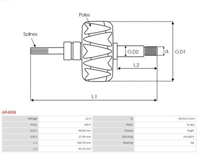 Rotor, alternator AR4006