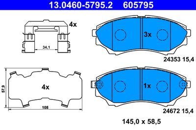 Комплект тормозных колодок, дисковый тормоз ATE 13.0460-5795.2 для FORD RANGER
