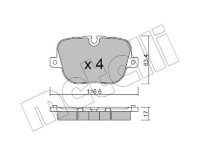 комплект спирачно феродо, дискови спирачки METELLI 22-0837-0