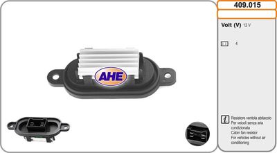 AHE 409.015 Вентилятор системы охлаждения двигателя  для FIAT PUNTO (176_) 1.2 16V