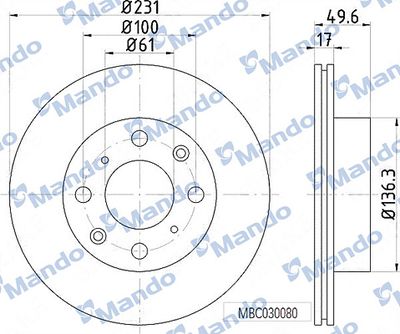 MANDO MBC030080 Тормозные диски  для HONDA ACCORD (Хонда Аккорд)