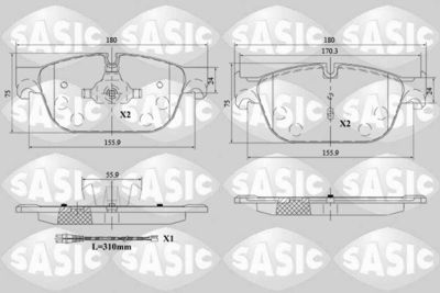 Комплект тормозных колодок, дисковый тормоз SASIC 6210085 для CITROËN DS4