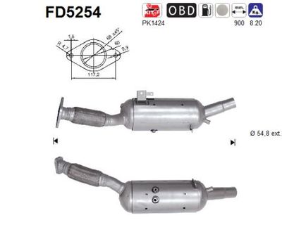 Filtr sadzy / filtr cząstek stałych, układ wydechowy AS FD5254