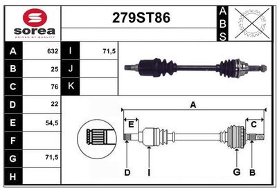STARTCAR 279ST86 Полуось в сборе для SUZUKI BALENO универсал (EG) 1.6 i 16V (SY416) STARTCAR 279ST86 Полуось в сборе для SUZUKI BALENO универсал (EG) 1.6 i 16V (SY416)