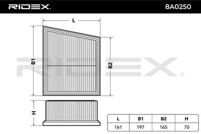 въздушен филтър RIDEX 8A0250