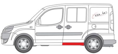 Dorpel aan autozijde Achter Links/Rechts (reparatie  under rear door, lengte 110cm) past: FIAT DOBLO I 03.01-01.10