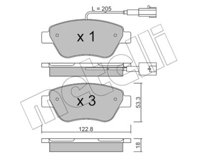 Комплект тормозных колодок, дисковый тормоз METELLI 22-0321-0 для CITROËN NEMO