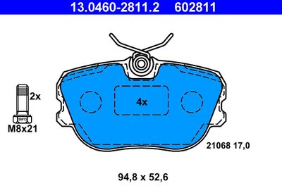 Комплект тормозных колодок, дисковый тормоз ATE 13.0460-2811.2 для SAAB 9000
