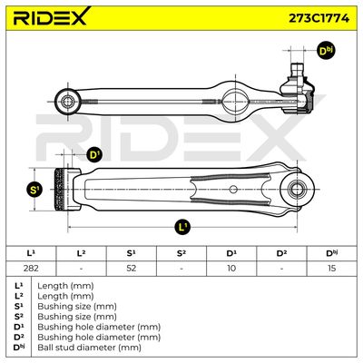 носач, окачване на колелата RIDEX 273C1774