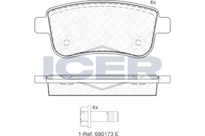 Kit de plaquettes de frein, frein à disque ICER