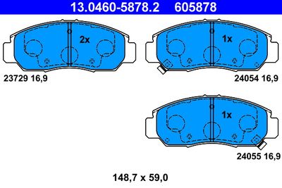 Комплект тормозных колодок, дисковый тормоз ATE 13.0460-5878.2 для HONDA FR-V