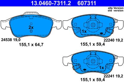 Комплект тормозных колодок, дисковый тормоз ATE 13.0460-7311.2 для FIAT 500X